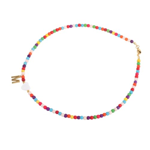 BESTYASH Bunte Türkis Halskette Buchstaben Anhänger Clavicle Choker Handpoliert Charm Schmuck für Frauen Alltag Party Geschenk von BESTYASH