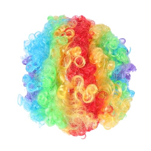 BESTYASH Buntes Clown Kostüm Zubehör Mit Lockenperücke Perücke Für Karneval Cosplay Und Mottopartys Hochwertigem Hitzebeständigem Material Farbenfroh Und Auffällig von BESTYASH