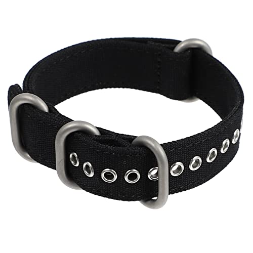BESTYASH Canvas Uhrenarmband für Herren und Damen Verstellbares Armband Strapazierfähigem Baumwollmaterial für Sportliche Anlässe Schwarz mit Schnalle von BESTYASH