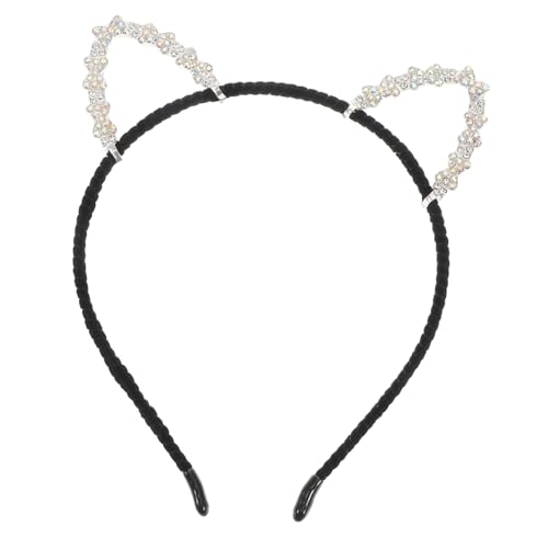 BESTYASH Cat Ears Haarreif Mit Strass Glitzernde Katzenohren Haarschmuck Für Frauen Für Halloween Partys Und Cosplay Stilvolle Kopfbedeckung Silber von BESTYASH