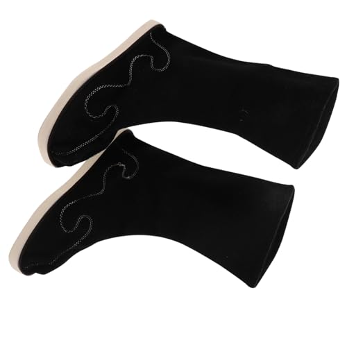 BESTYASH Chinesische Hanfu Stiefel Herren Traditionell Bestickte Rutschfeste Mittelhohe Boots für Kung-fu Training Cosplay Festivals und Alltag Schwarz BESTYASH Chinesische Hanfu Stiefel Herren Traditionell Bestickte Rutschfeste Mittelhohe Boots für Kung-fu Training Cosplay Festivals und Alltag Schwarz von BESTYASH