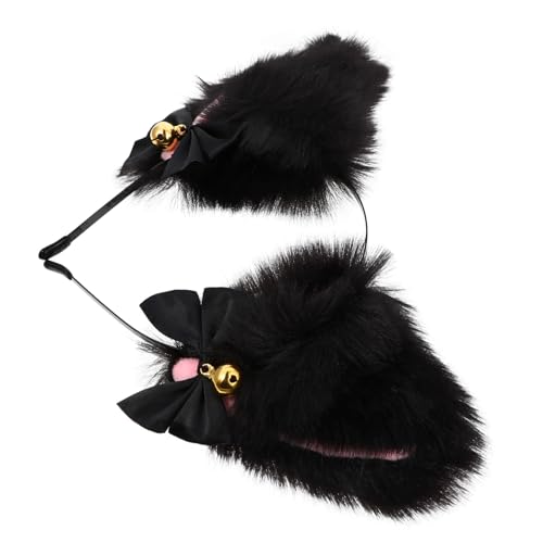 BESTYASH Cosplay Katzenohren Haarreif mit Glocken Leichte Plüsch Haarschleife mit Schleife Lustiger Cartoon Kopfschmuck für Frauen und Mädchen Bequem und Verstellbar für Rollenspiele und von BESTYASH