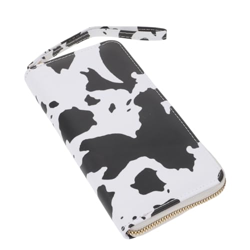 BESTYASH Cow Print Geldbörse Für Damen Stilvolle Pu Clutch Mit Mehreren Fächern Und Reißverschluss Handtasche Für Partys Und Besondere Anlässe Und Milchfarben von BESTYASH