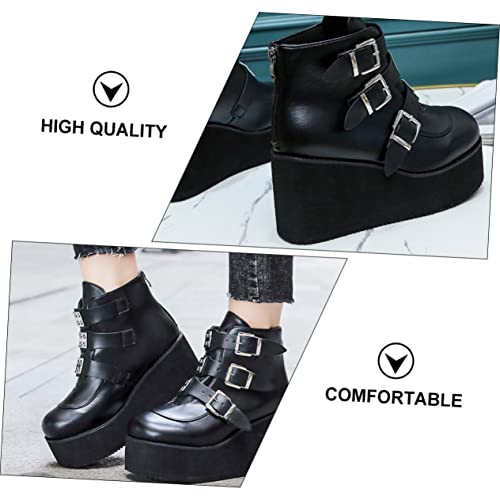BESTYASH Damen Ankle Boots mit Rundem Zehenbereich Mittelhoher Absatz PU Material Kurzstiefel für Frühling Herbst Bequeme Damenschuhe für Büro Party und Alltag von BESTYASH