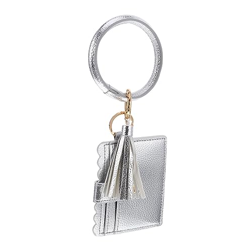 BESTYASH Damen Geldbörse Clutch mit Leopardenmuster und Silbernem Pu Material Tassel Armband Handgelenktasche Kartenhalter Organizer für Schlüssel Münzen Ausweise BESTYASH Damen Geldbörse Clutch mit Leopardenmuster und Silbernem Pu Material Tassel Armband Handgelenktasche Kartenhalter Organizer für Schlüssel Münzen Ausweise von BESTYASH
