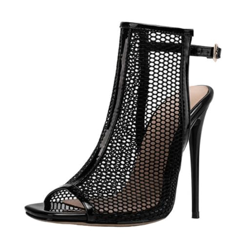 BESTYASH Damen High Heel Sandaletten mit Cutout und Peep Toe Luftige Sommer Sandalen mit Schlankem Absatz Schwarze Damenschuhe für Party Hochzeit und Alltag von BESTYASH