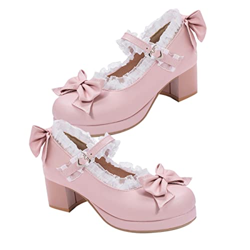 BESTYASH Damen High Heels Pumps mit Rutsch Sohle Frühlingsschuhe Komfortable Hautfreundliche Materialien Outdoor Damenschuhe mit Schleifendetail Rosa von BESTYASH