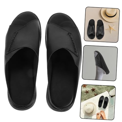 BESTYASH Damen Keilsandalen mit Weicher Sohle Plateau Sandaletten Sommer Rutschfeste Beach Slippers für Alltag und Strand Schwarzes Design von BESTYASH