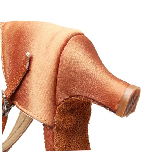 BESTYASH Damen Latin Tanzschuhe Satin Obermaterial Absatz Verstellbarer Knöchelriemen Bequeme Latein Salsa Schuhe für Anfänger und Profis Ballroom Party Hochzeit von BESTYASH