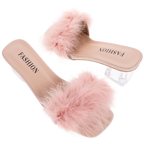 BESTYASH Damen Sommer Hausschuhe mit Chunky Absatz Offene Zehen Bequeme Pu sandalen für Strand und Alltag Modische Flache Pantoletten in Atmungsaktive Freizeit slipper von BESTYASH