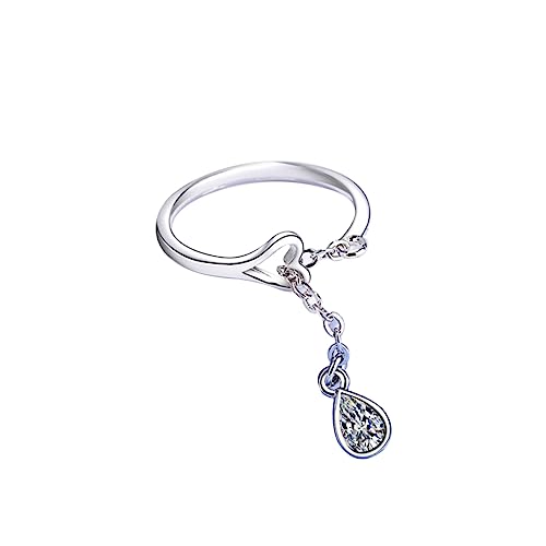 BESTYASH Wasserdrop Finger Ring für Frauen Verstellbar Eleganter Mode Schmuck Tolles für Weihnachten und Besondere Anlässe Silberfarben Damenring von BESTYASH