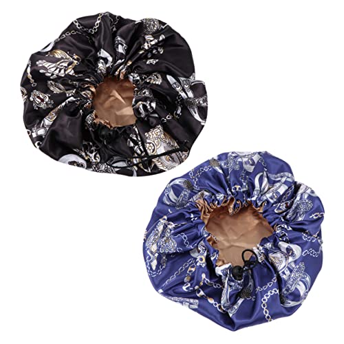 BESTYASH Doppellagige Duschhaube für Damen Elastisch für Bad Spa und Make Up Schwarzes Design Schützende Haarhaube Wiederverwendbar aus Strapazierfähigem von BESTYASH