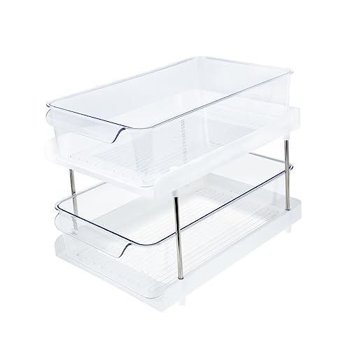 BESTYASH Doppellagiges Make up Regal Für Schreibtisch Kunststoff Kosmetik Organizer Multifunktionales Toilettenartikel Regal Badezimmer Aufbewahrungs Organizer Für Kosmetik Und Make up von BESTYASH