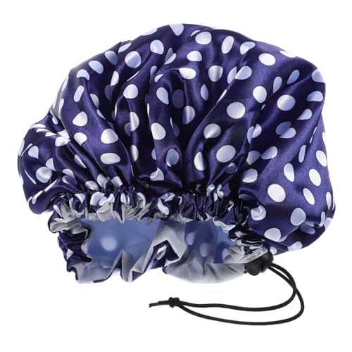 BESTYASH Doppelschichtige Verstellbare Duschhaube für Damen Stilvolles Punktemuster für Bad und Schützt Haare vor Feuchtigkeit und Fett von BESTYASH