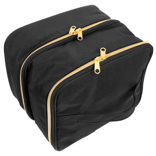 BESTYASH Doppelschichtiger Nagellack Organizer Tragbare Aufbewahrungstasche Für Flaschen Vielseitig Einsetzbar Für Kosmetik Und Kleine Gegenstände Wasserabweisend Und Schwarz von BESTYASH