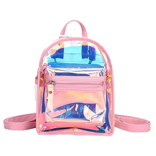 BESTYASH Durchsichtiger Rucksack für Mini Gürteltasche Iridescent Transparent Backpack Modisches Accessoire für Schule Freizeit Leichter Komfort Vielseitig Einsetzbar von BESTYASH