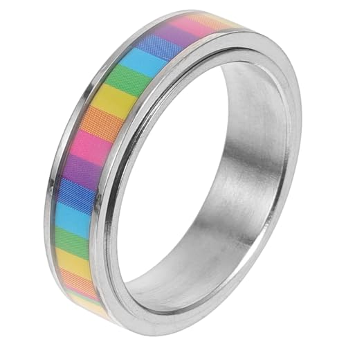 BESTYASH Edelstahl Regenbogenflagge Ring Lgbtq Schmuck Langlebig Stilvoll Geschenk für Lesben und Schwule Unisex Pride Party Accessoire von BESTYASH