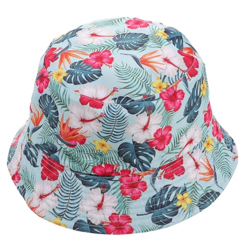 BESTYASH Tropischer Blumenmuster Eimerhut Damen, Sonnenschutz Fischerhut FüR Strandurlaub, Atmungsaktiver Sommerhut FüR Reisen Und Outdoor-AktivitäTen von BESTYASH