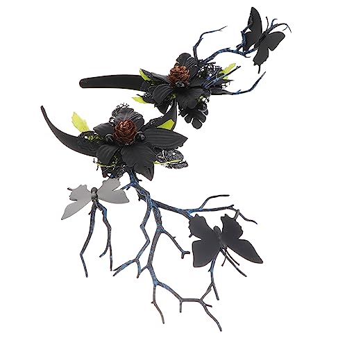 BESTYASH Elastisches Geweih Haarreif mit Schmetterlingen Blättern und Halloween und Weihnachtskostüm Accessoire für Tanzparty und Festtagsdeko Einheitsgröße für Erwachsene von BESTYASH