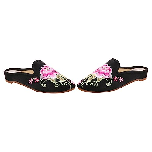 BESTYASH 1paar Ethnische Stil Stickerei Hausschuhe Für Frauen Bequeme Slipper Mit Modischem Design von BESTYASH