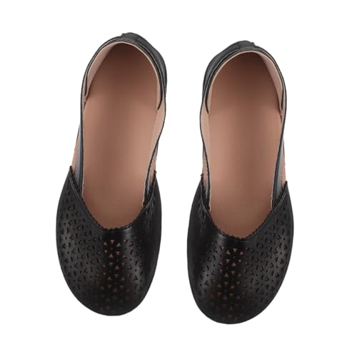 BESTYASH Elegante Damen Sandalen mit Keilabsatz Atmungsaktive Geschlossene Zehen Modischer Hohlraum-Blockabsatz Leichte Sommerschuhe für Alltag und Outdoor Schwarz von BESTYASH