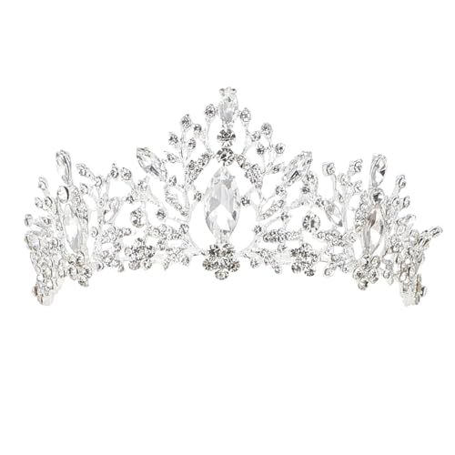 BESTYASH Elegante Hochzeitskrone mit Strass Silbernes Diadem Haarschmuck für Frauen Filigranes Tiara Stirnband Bequemes und Stilvolles Accessoire für Braut Party und Festliche Anlässe von BESTYASH