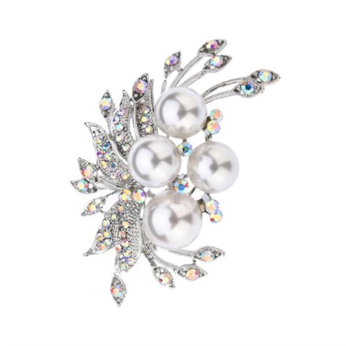BESTYASH Elegante Perlenbrosche mit Strassbesatz Kreative Anstecknadel aus Modische Damenbrosche für Abendkleider Vielseitiges Kleidungselement für Hochzeit Party und Festliche Anlässe von BESTYASH