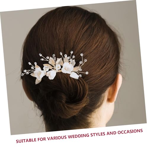 BESTYASH Eleganter Braut-haarkamm mit Keramikblume und Perlen Vintage Inspiriertes Blattdesign Fester Sitz für Hochzeit Passend Dekoratives Haarschmuck für Frauen und Bräute von BESTYASH