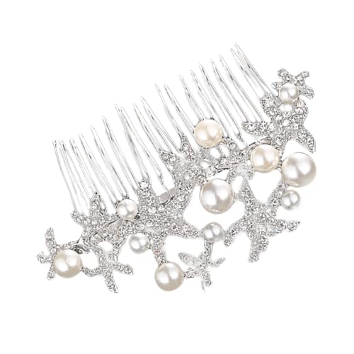 BESTYASH Eleganter Silberfarbener Haarkamm mit Perlen und Kristallen Brautschmuck Meerestier design Hochzeit Haarschmuck für Damen Vielseitiger Stirn Seitenkamm für Festliche Anlässe von BESTYASH