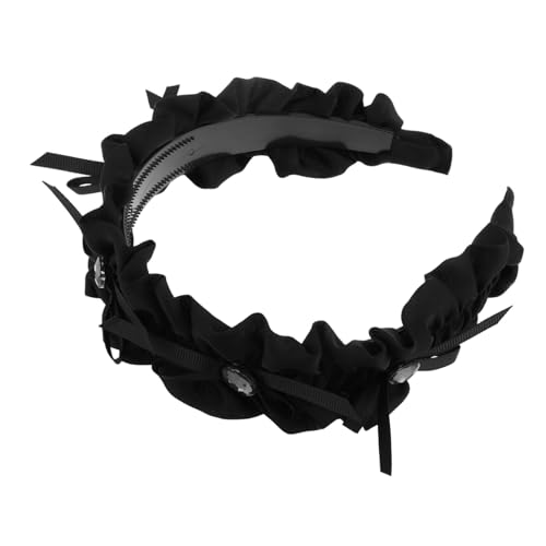 BESTYASH Elegant Rhinestone Bow Headband Schwarzes Haarband Mit Breitem Rüschigem Design Für Frauen Und Mädchen Für Hochzeiten Partys Und Alltag von BESTYASH