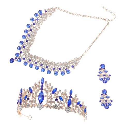 BESTYASH Elegantes Brautschmuck Set mit Strahlender Strass Krone Halskette und Ohrringen Funkelndes Schmuckensemble für Frauen Perfektes Accessoire für Hochzeit und Festliche Anlässe von BESTYASH