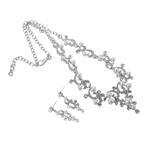 BESTYASH Elegantes Brautschmuck-set Perlen und Strass Leichtes Halskette Ohrringe Set für Hochzeit Bankett und Besondere Anlässe Glänzend Komfortabel Komplett für Braut und Brautjungfern von BESTYASH