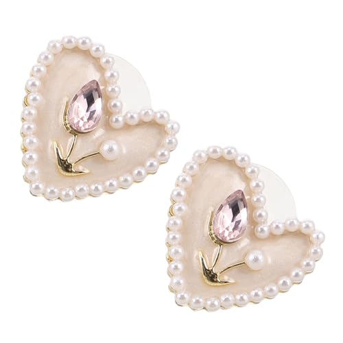 BESTYASH Enamel Ohrstecker Herzform Tulpe Damen Leicht Komfortabel Party Schmuck Emaille für Festliche Anlässe und Mädchen von BESTYASH