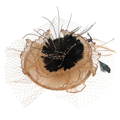 BESTYASH Fascinator Haarclip Mit Netz Und Feder Eleganter Haarschmuck Für Hochzeiten Und Tea Parties Abnehmbar Und Vielseitig Einsetzbar Goldene Farbe von BESTYASH