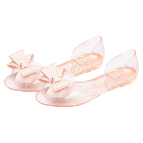 BESTYASH Flache Jelly-schuhe, Modische Sandalen mit Fischmaul Und Schleife, Kreative Sommer-/strandschuhe für Damen (beige, 41 Yards, 8,5 Us, 6 Uk, 40 Eu, 10,0215 Zoll) von BESTYASH