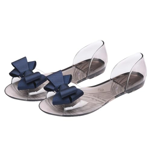 BESTYASH Flache Jelly-schuhe, Modische Sandalen mit Fischmaul Und Schleife, Kreative Sommer-/strandschuhe für Damen (dunkelblau, 41 Yards, 8,5 Us, 6 Uk, 40 Eu, 10,0215 Zoll) von BESTYASH