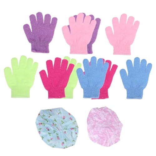 BESTYASH Fünf finger Duschhandschuhe aus Nylon mit Spitzen badekappen Langlebig Hautschonend Schützend für Haare Geeignet für Damen und Herren zum Peeling und Hautreinigung von BESTYASH
