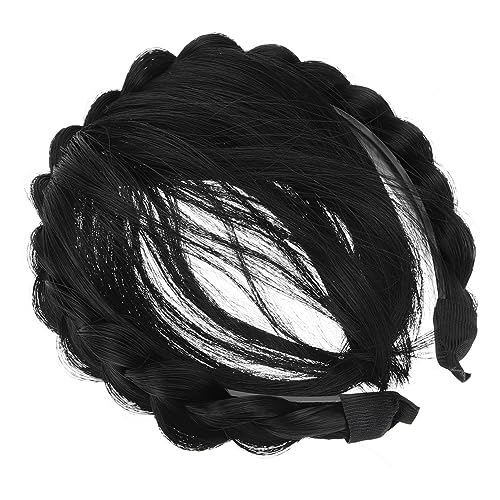 BESTYASH Geflochtenes Perückenstirnband gefälschte -Haar-Accessoires Mädchen Haarband lockig geformt Fälschung Haargeflecht Stirnband Haar Stirnband Hochtemperaturdraht Schwarz von BESTYASH