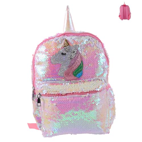 BESTYASH Glänzender Mädchen-Rucksack Mit Pailletten Und Einhorn-Design Leichter Bücherrucksack Für Schule Und Tagesausflüge Geräumig Für Snacks Und Accessoires von BESTYASH