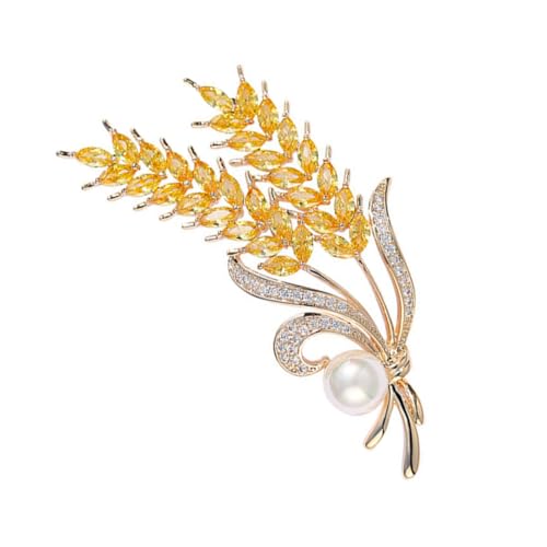 BESTYASH Goldene Brosche Anstecknadel Weizenähre Form Damen Kleidung Accessoire Vintage Stil Eleganter Modeschmuck für Frauen und Mädchen von BESTYASH