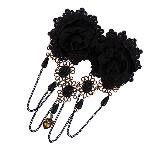 BESTYASH Gothic Haarklammer mit Quasten und Blumenmuster Handgefertigtes Spitzenaccessoire in Schwarz Leichter Haarschmuck für Frauen für Halloween Cosplay und Partys von BESTYASH