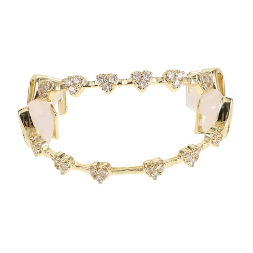 BESTYASH Flacher Vergoldeter Zahngrill Mit Strasssteinen Mundgrill Für Rapper-mode Halloween Cosplay-zubehör von BESTYASH