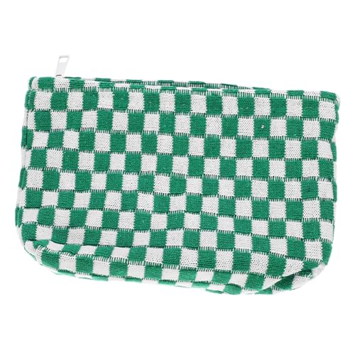 BESTYASH Große Make -up -Tasche Kosmetiktaschen Für Damen Tragbare Make -up -Tasche Reisetaschen Schminktasche Für Die Handtasche Make-up-Taschen Reise-Make-up-Tasche Gestrick Grün von BESTYASH