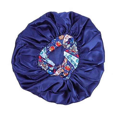 BESTYASH Große Satin Schlafhaube für Damen Haarkappe mit Blumenmuster Atmungsaktiv und Bequem zum Schutz Haare Beim Schlafen Waschbar Kaltem von BESTYASH