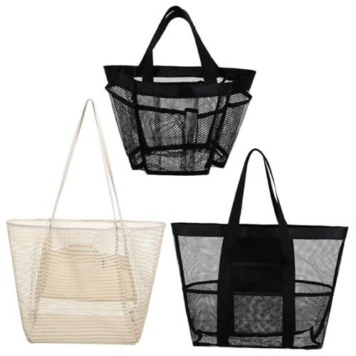 BESTYASH Mesh-Strandtasche Für Damen Große Strandtaschen Mesh-Strand-umhängetasche Mit Taschen von BESTYASH