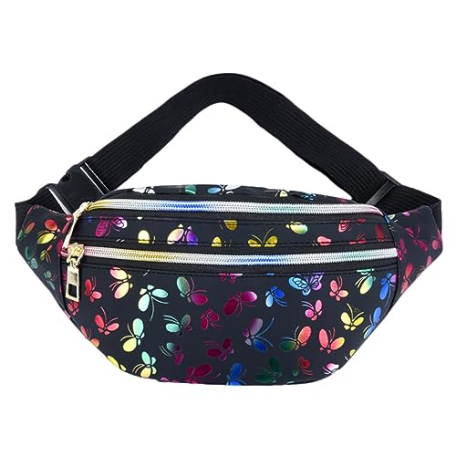 BESTYASH Pu-gürteltasche Multifunktionale Mobiltelefontasche Aufbewahrungstasche Für Damen Brusttasche Mit Schmetterlingsmuster Umhängetasche Schwarz Klein Und von BESTYASH