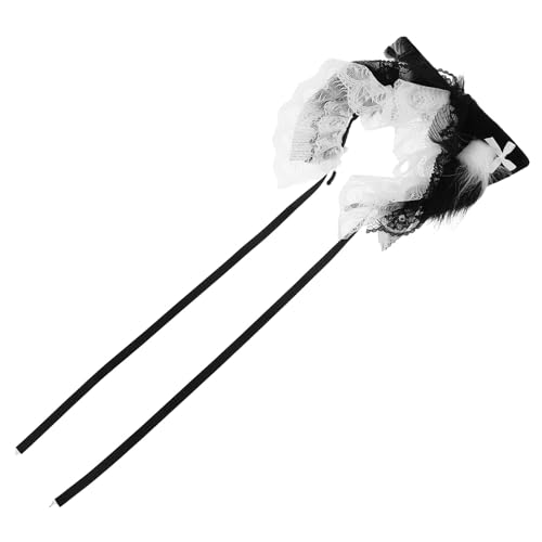 BESTYASH Haarband mit Katzenohren: Stirnband mit Tierohren aus weichem Plüsch, Dekoration – Kopfbedeckung im Lolita-Stil mit Schleife und Spitze für Halloween, Party, Dienstmädchen, Cosplay-Kostüm von BESTYASH