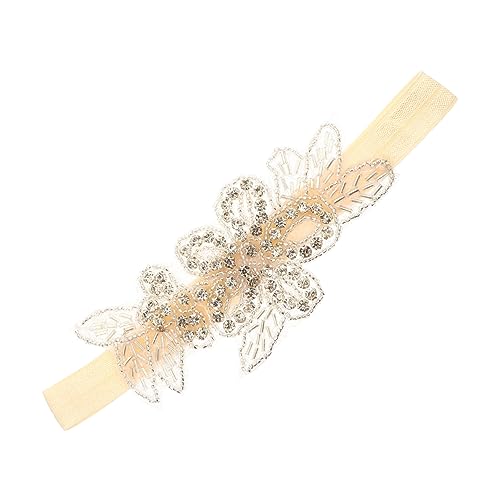 BESTYASH Haarband mit Strass und Blumen Weiches Dehnbares Stirnband für Kleinkinder und Junge Mädchen für Mädchen Beige Langlebig und Bequem von BESTYASH