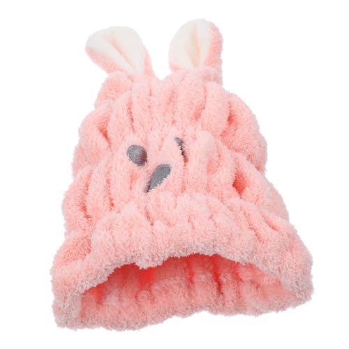 BESTYASH Haarturban Cartoon mit Süßem Kaninchenmotiv Wasserabsorbierendes Handtuch für Haarewaschen und Trocknen Hellrosa von BESTYASH