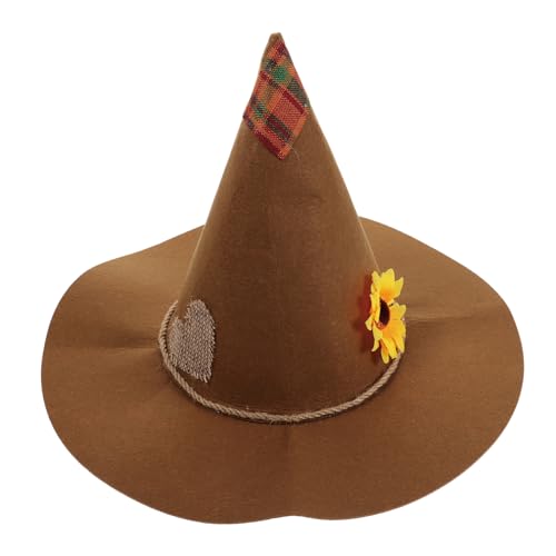 BESTYASH Halloween Hexenhut Mit Sonnenblumen-applikation Stilvolles Cosplay-accessoire Aus Strapazierfähigem Filz Für Halloween-feiern Und Karneval Bequem Und Langlebig von BESTYASH